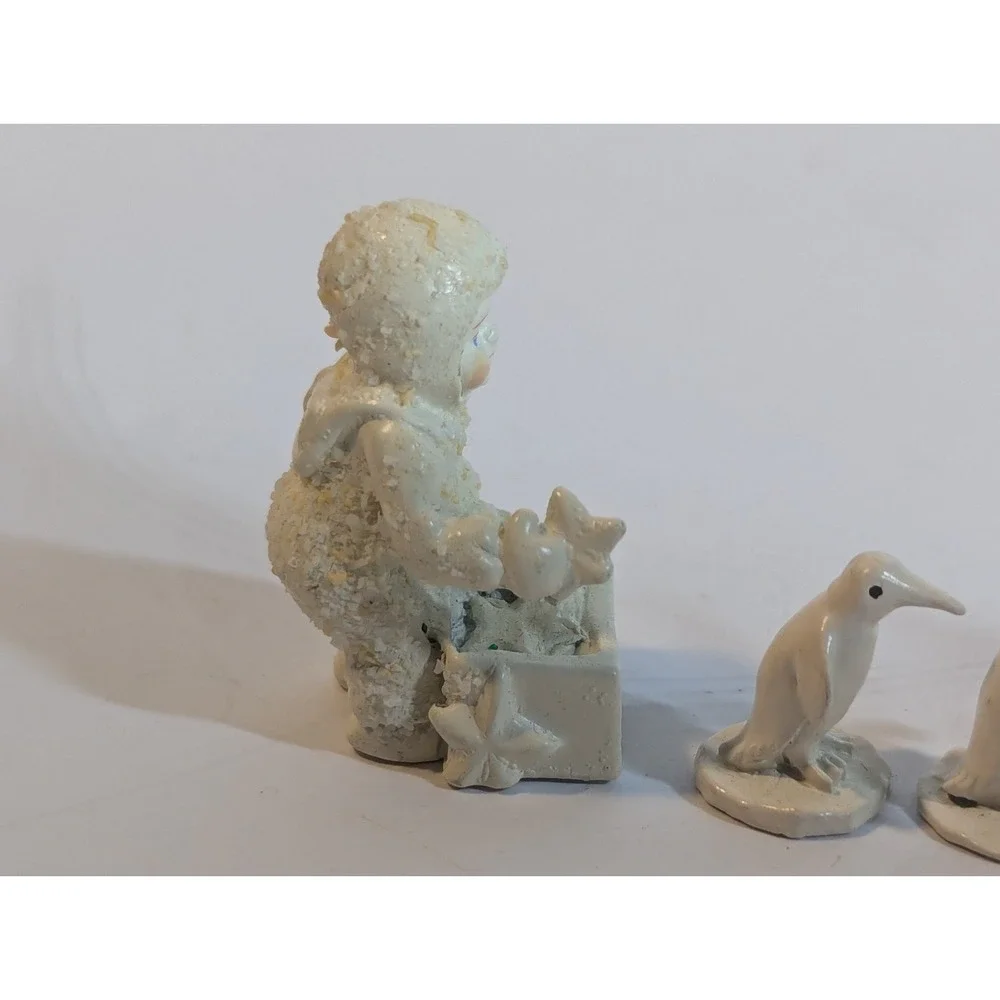 Department 56 Snow Babies Miniatures Pewter 3 Penguins‎ and 1 helpful friend
